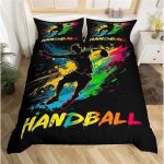 Housse de couette 220x240cm enfant handball sportparure de lit ado garcon graffiti � lencre arc - en ...
