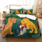 Housse de couette - 220x240cm roi lion linge de lit 3 pi�ces adulte 3d hypoallerg�nique ensemble de literie ...