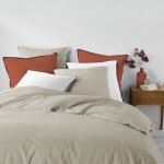 Housse de couette 240 x 220 cm coton lavé 57 fils linette beige Housse de couette 240 x 220 cm coton lavé 57 fils linette beige