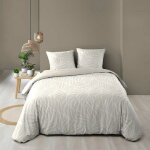 Housse de couette 240 x 220 cm morgane naturel ? 100% coton 57 fils ? 2 taies (boutons - pression)