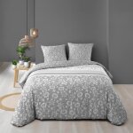 Housse de couette 240 x 220 cm rversible coton 57 fils + 2 taies flavie