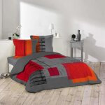 Housse de couette - 240 x 220 cm + taies - teintes automnales - gris Housse de couette - 240 x 220 cm + taies - teintes automnales - gris