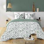 Housse de couette maiwen sauge 240 x 220 cm 100% coton 57 fils + 2 taies