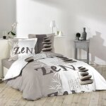 Housse de couette 240x220 + 2 taies galets zen coton 42 fils