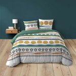 Housse de couette 240x220 cm asiana 100% coton 42 fils + 2 taies ? lit 2 personnes motif g�om�trique