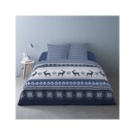 Housse de couette 240x220 fenris bleu + 2 taies matire polaire