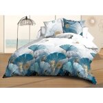 Housse de couette 240x260 + 2 taies - microfibre douce et rsistante - entretien facile - ginko