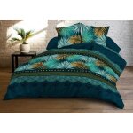 Le linge de jules - housse de couette 240x260 paraiso microfibre + 2 taies 63x63 bleu