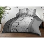 Housse de couette 240x260 microfibre + 2 taies 63x63 roue - libre gris - le linge de jules