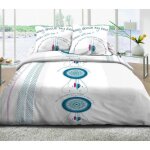 Housse de couette 240x260 + 2 taies pur coton 57 fils - dream bleu