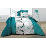 Housse de couette 240x260 + 2 taies pur coton 57 fils - roue libre turquoise