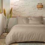 Housse de couette 240x260 cm + 2 taies 100% percale de coton 80 fils lin Housse de couette 240x260 cm + 2 taies 100% percale de coton 80 fils lin