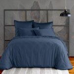 Housse de couette 240x260 cm satin de coton bleu