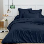 Housse de couette 260 x 240 cm prmium pour lit 2 places king size - prmium bleu nuit
