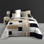 Housse de couette 260 x 240 cm percale de coton 78 fils + 2 taies ulysse Housse de couette 260 x 240 cm percale de coton 78 fils + 2 taies ulysse