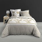 Housse de couette 260 x 240 cm percale de coton 78 fils imprim melisse