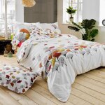 Housse de couette 260x240 cm percale pur coton ginkgo rose Housse de couette 260x240 cm percale pur coton ginkgo rose