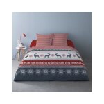Housse de couette 260x240 fenris rouge + 2 taies matire polaire