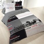 Housse de couette 260x240 manhattan + 2 taies 100% coton