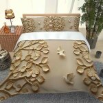 Housse de couette 3 pi�ces microfibre imprim� feuille dor avce 2 taies doreillers fermeture �clair cach�e ...