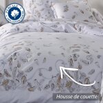 Housse de couette 300x240 cm percale pur coton plumes