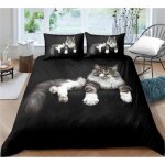 Housse de couette 3d chat motif - multicolore - synthtique - chambre