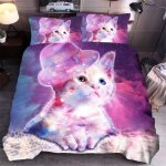 Housse de couette 3d galaxie chat chien - multicolore - synthétique - chambre - entretien facile - 200x200cm ... Housse de couette 3d galaxie chat chien - multicolore - synthétique - chambre - entretien facile - 200x200cm ...