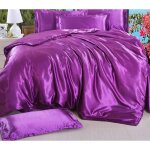 Parure de lit en soie - konvinit - violet fonc - 220x240cm - drap de lit 230x240cm - 2 taies doreiller ...