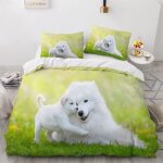 Housse de couette 90x190 + 2 x taie doreiller 65x65cm - microfibre parure de lit adulte - chien mignon ...