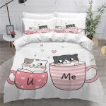 Housse de couette adultes 3d chat mignon parure de lit style de bande dessine douce microfibre housse ...