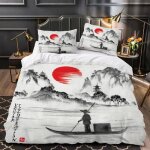 Housse de couette adultes 3d japon parure de lit aquarelle vintage douce microfibre housse de couette ...