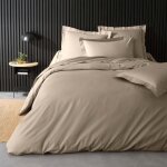 Housse de couette beige en percale de coton - douceur et �l�gance 260 x 240 cm