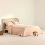 Housse de couette - belum - satin 300 fils - 140 x 200 cm - rose - fermeture boutons dissimuls