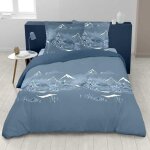 Alpes blanc - housse de couette nuit des alpes 240x220 cm + 2 taies carr�es ? 100% coton 57 fils - esprit ...