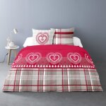 Housse de couette 260x240 c?ur de charme + 2 taies coton flanelle