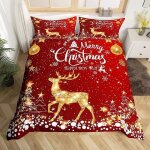 Housse de couette - cerf de noel rouge - impression 3d - microfibre - 220 x 240 cm