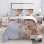 Housse de couette chai parure de lit 2 personnes imprim�e chat 3d housse de couette et taies 200x200cm[209] ...