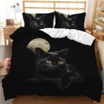 Housse de couette chat bombay noir parure de lit avec fermeture �clair housse de couette 140x200 cm[701] ...