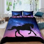 Housse de couette - cheval de ciel toil - 220x240 cm - microfibre - 3 pices - lavable en machine