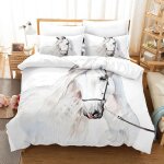 Housse de couette de chevaux ensemble de literie pour enfants avec fermeture �clair (140x200cm + 2 taies ...