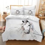 Housse de couette cheval - impression 3d - parure de lit animal - fermeture clair - 220x240cm