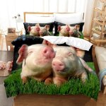 Housse de couette cochon 90x190 cm - parure de lit 2 pi�ces enfant mignon cochons lit 1 personne ? th�me ...