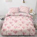 Housse de couette - coeur - parure de lit réversible - 200x200 cm - microfibre douce - 2 taies doreiller ... Housse de couette - coeur - parure de lit réversible - 200x200 cm - microfibre douce - 2 taies doreiller ...