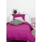 Housse de couette - collection polycoton - 140x200 cm - prune - uni - r�sistant et doux