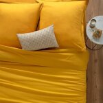 Housse de couette carina en coton jaune moutarde 140x200cm - atmosphera cr�ateur dint�rieur