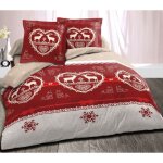 Housse de couette coton montagne winter rouge 280 x 240 cm