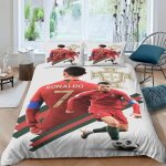 Housse de couette cr7ensemble de literie ronaldo en microfibre 3 pi�ces pour enfants cv1