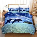 Housse de couette - dauphin ocan - impression lgante - multicolore - microfibre 90 gr