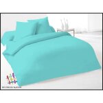 Housse de couette - d�cors de maison - uni - coton - 140x200cm - turquoise