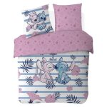 Disney - housse de couette disney angel & stitch 200x200 cm + 2 taies doreiller 63x63 cm - 100% coton ...